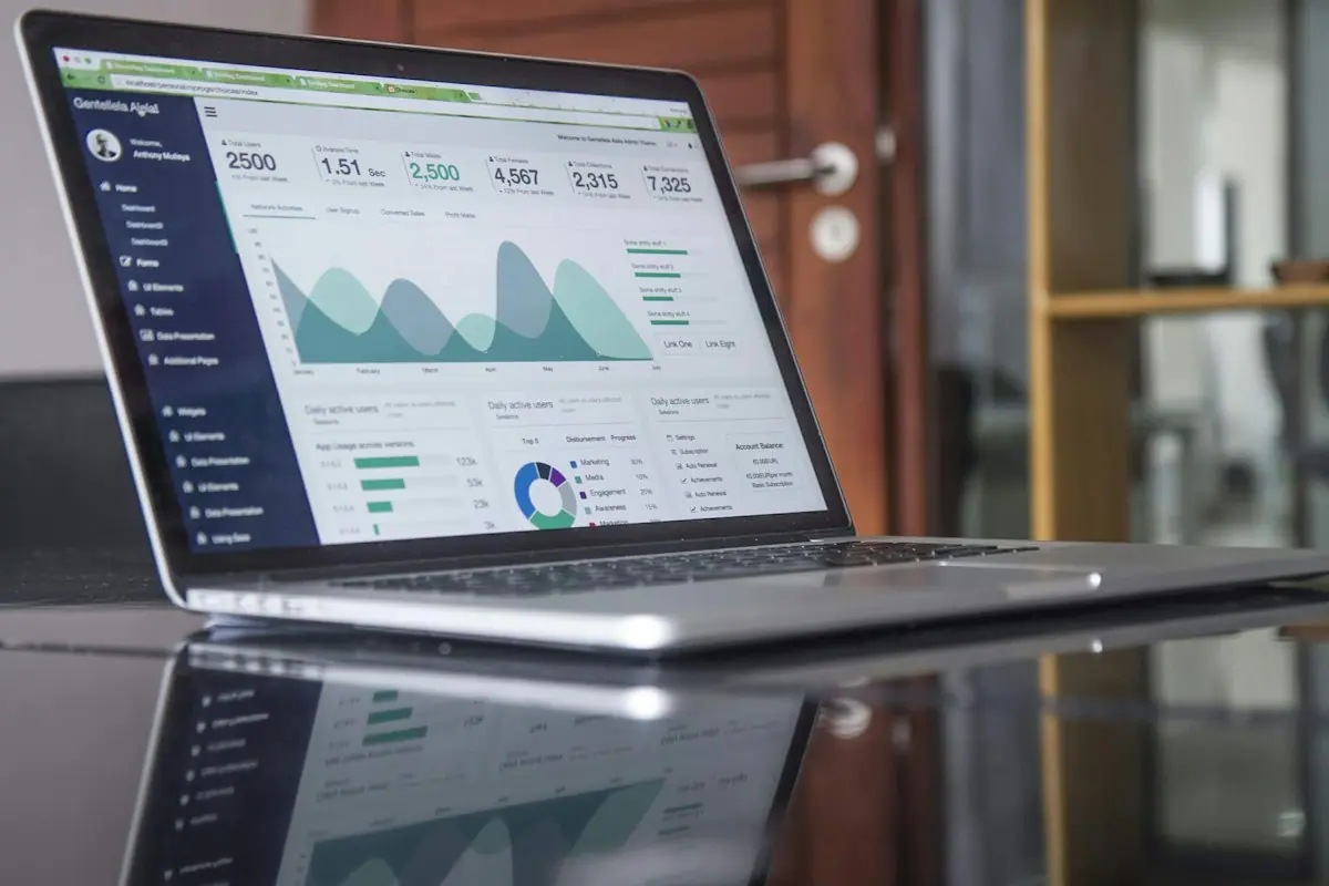 Marketing analytics dashboard on a laptop