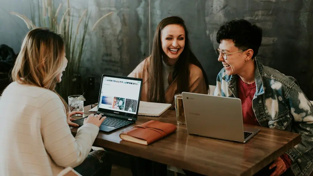 Small team working together around a table